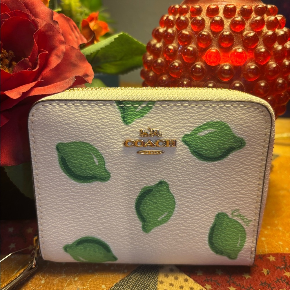 Coach Zip Around Wallet in Green Multi